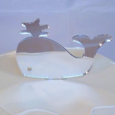 Super Cool Creations Whale & Spurt Cake Topper Mirror 6.5cm (10cm inc Spike)