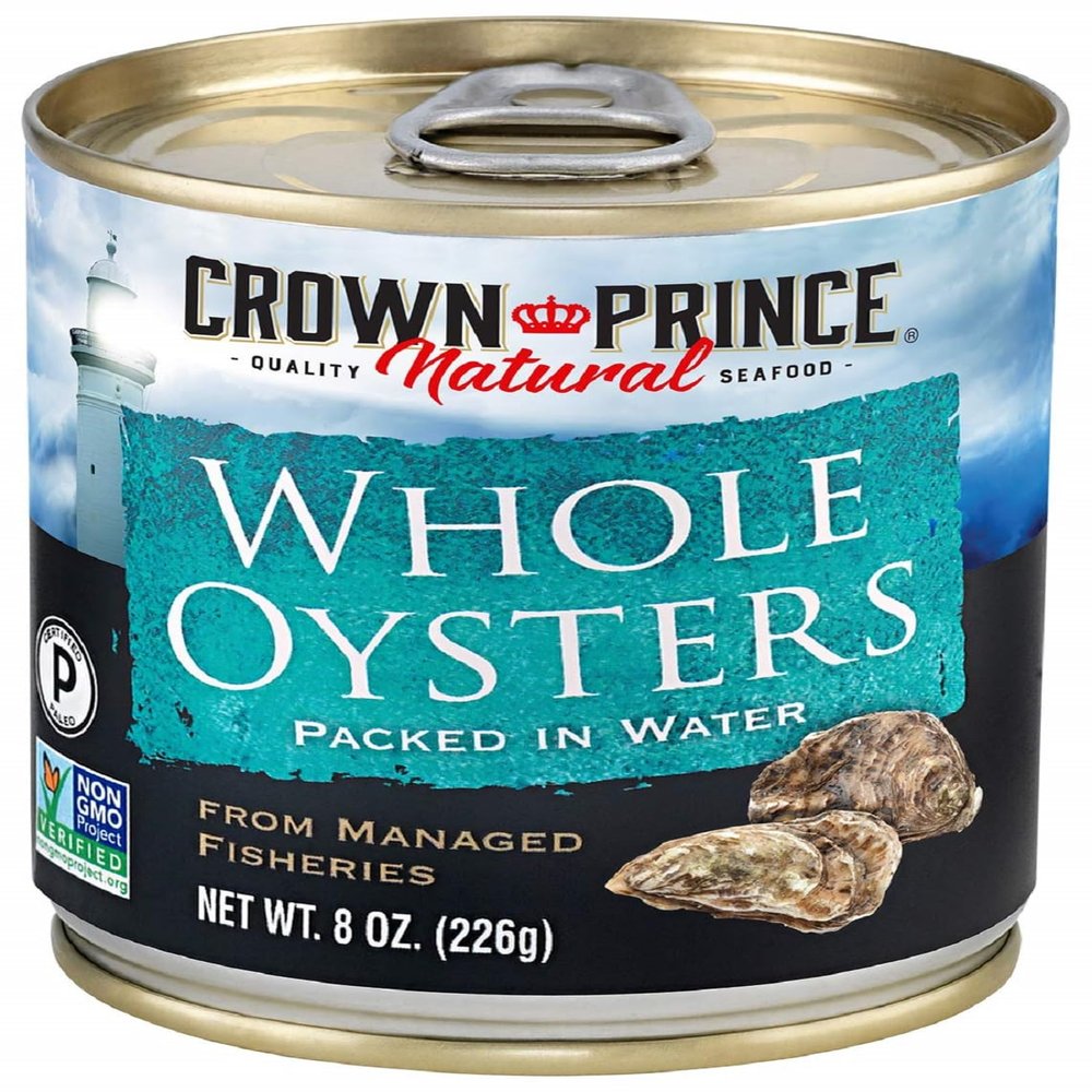 Crown Prince Natural Whole Boiled Oysters, 8-Ounce Cans (Pack of 12)