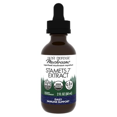 Host Defense Stamets 7 Extract - 7 Species Blend - Mushroom Supplement for Immune Support with Royal Sun Blazei, Cordyceps, Reishi, Maitake, Lion's Mane, Chaga & Mesima - 2 fl oz (60 Servings)*