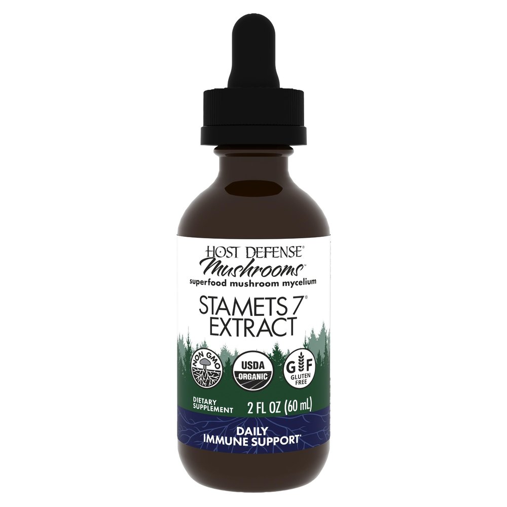 Host Defense Stamets 7 Extract - 7 Species Blend - Mushroom Supplement for Immune Support with Royal Sun Blazei, Cordyceps, Reishi, Maitake, Lion's Mane, Chaga & Mesima - 2 fl oz (60 Servings)*
