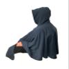 BENEFIT WEAR Fleece Warm Hooded Wheelchair Poncho for Women and Men | Unisex Sherpa Lining (Navy Blue) view 1