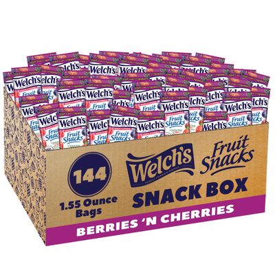 Welch's Fruit Snacks, Berries 'n Cherries, Great for School Lunches, Bulk Pack, Individual Single Serve Bags, 1.55 oz (Pack of 144)