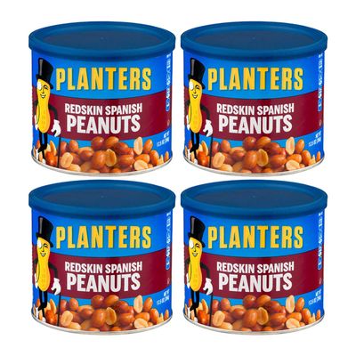 Planters Redskin Spanish Peanuts with Sea Salt 12.5oz Can (Pack of 4)