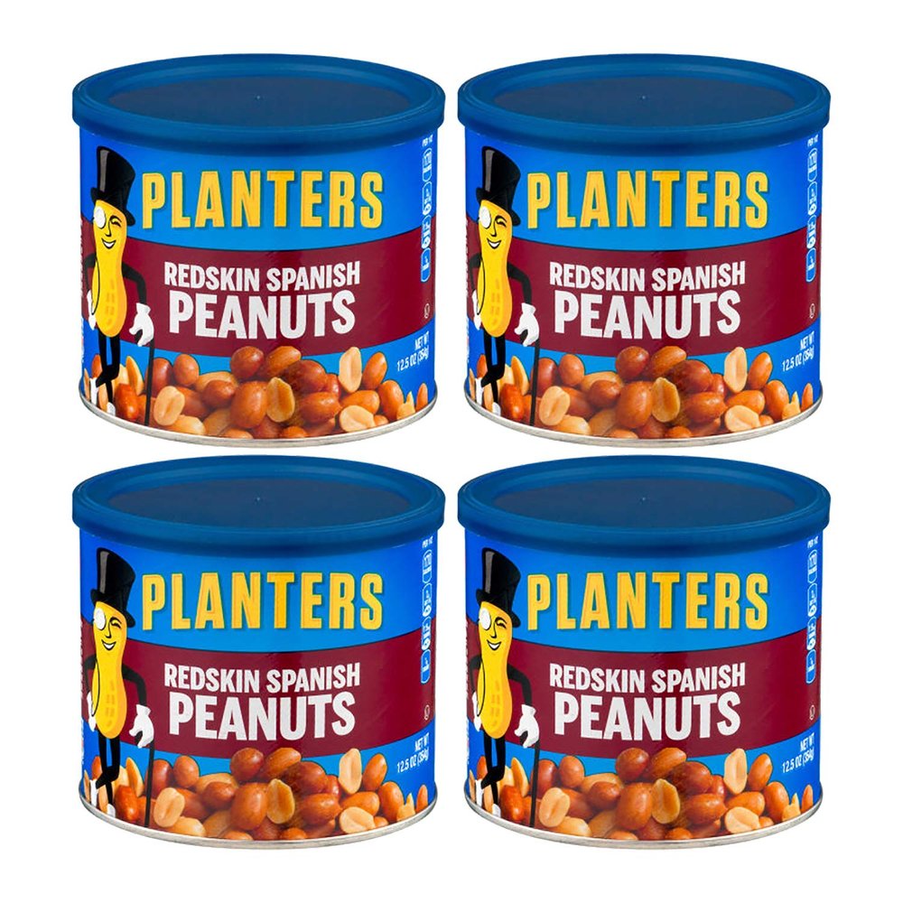 Planters Redskin Spanish Peanuts with Sea Salt 12.5oz Can (Pack of 4)