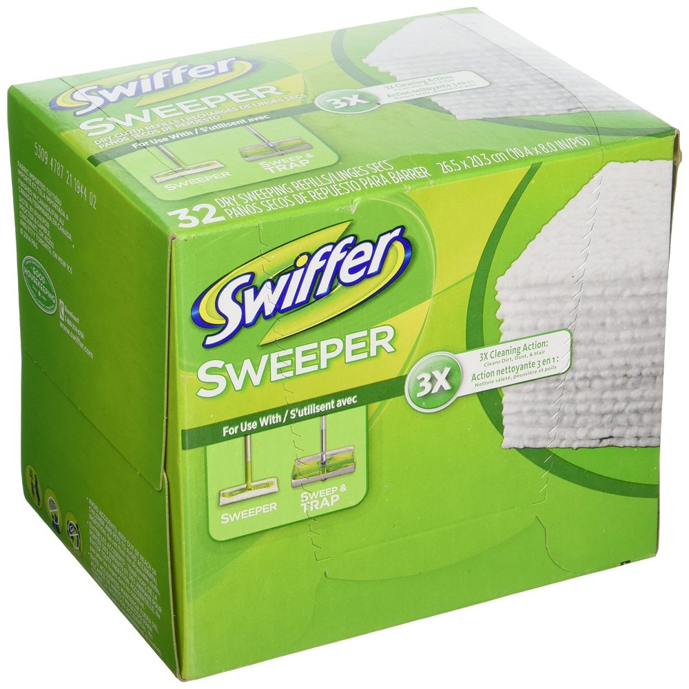 Swiffer? Sweeper Multi-Surface Dry Sweeping Cloth Refills, 6-1/8", White, Pack of 32 Refills
