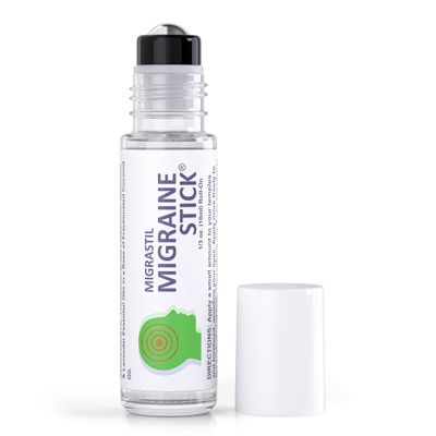 Basic Vigor Migrastil Migraine Stick Rollon - Fast Cooling Comfort for Your Head. Aromatherapy with Peppermint & Other Essential Oils. Metal Roller. Made in USA