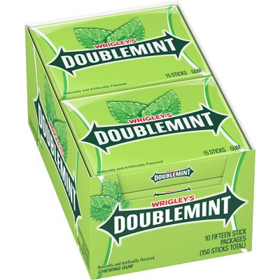 Wrigley's Doublemint Chewing Gum, 15 Piece, Pack of 10