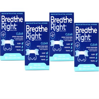 (120 Strips) Breathe Right Nasal Strips Clear Large for Sensitive Skin
