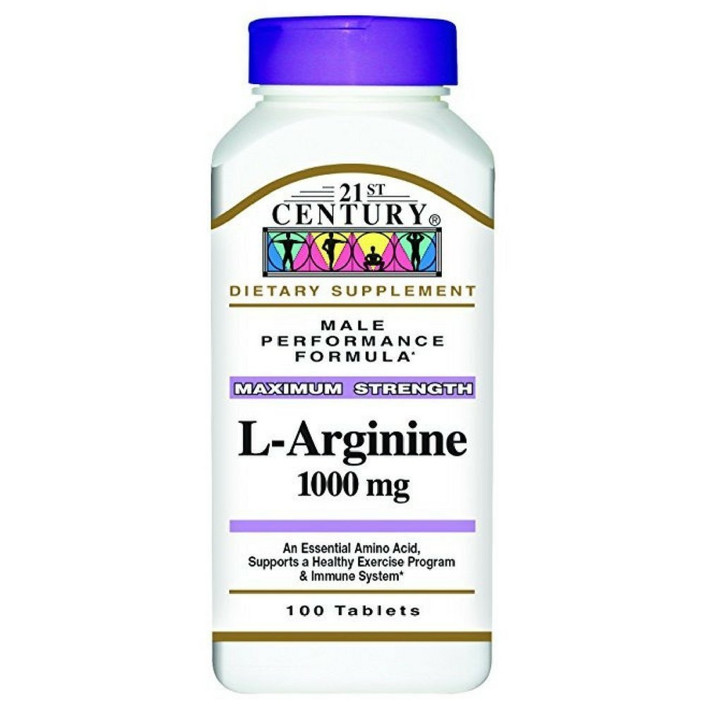 21st Century L-Arginine 1000mg, Maximum Strength 100 ea (Pack of 2)