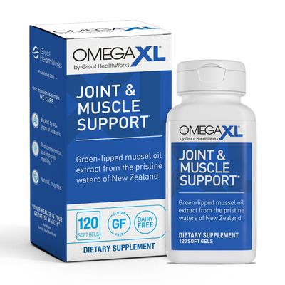 OmegaXL Joint Support Supplement - Natural Muscle Support, Green Lipped Mussel Oil, Soft Gel Pills, Drug-Free, 120 Count