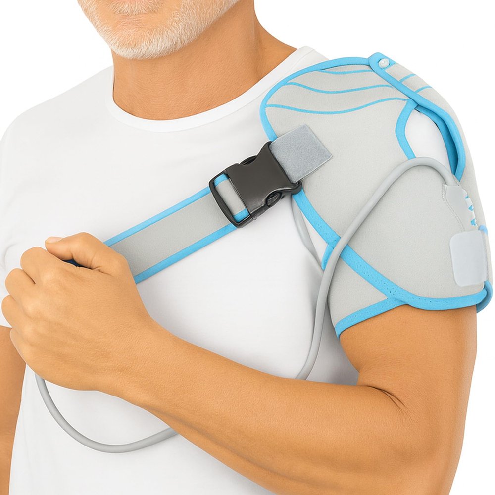 Arctic Flex Shoulder Ice Pack Brace - Cold Compression Wrap with Pump - Supports Rotator Cuff, Frozen Shoulders, Tendinitis, Dislocated Joints, Labrum Tears, Pain, Sprains - Fits Left or Right Shoulder