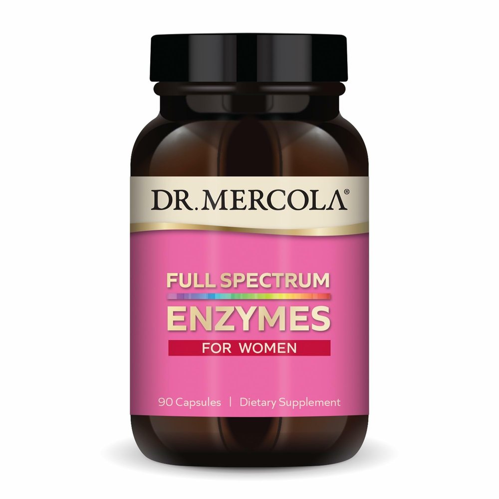 Dr. Mercola Full Spectrum Enzymes for Women - 22 Diverse Enzymes - Supports Digestive & Gut Health - Non-GMO, Gluten-Free & Soy-Free - 90 Capsules (90 Servings)