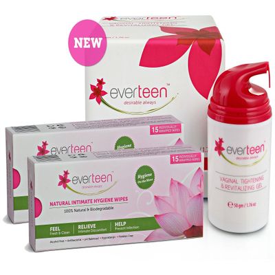 Everteen Gel 50gm with 2 Pack of Everteen Natural Intimate Wipes (30gm)`