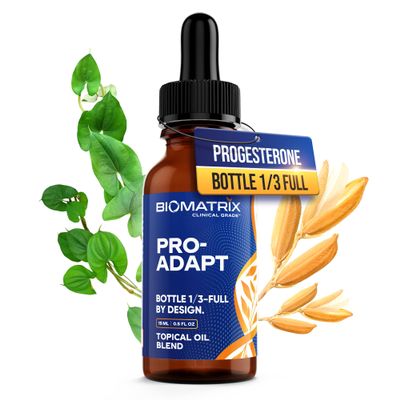 BioMatrix Progesterone, Micronized with Rice Bran Oil and Vitamin E | Bottle is 1/3 Full by Design Pro-Adapt 15 ml | 30-60 Day Supply