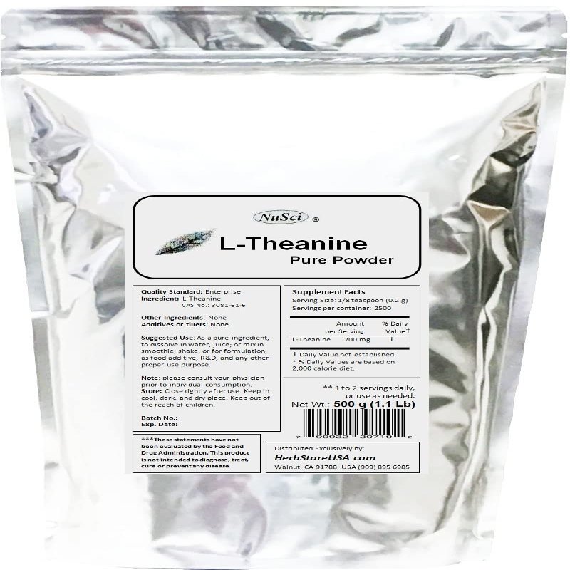 NuSci L-Theanine Pure Powder (500 Grams (1.1 lb))