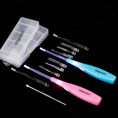 Airgoesin 2 Lighted Tonsil Stone Remove Tool, 10 Tips, Tonsillolith Pick + Case Oral Clean Longer Attachment