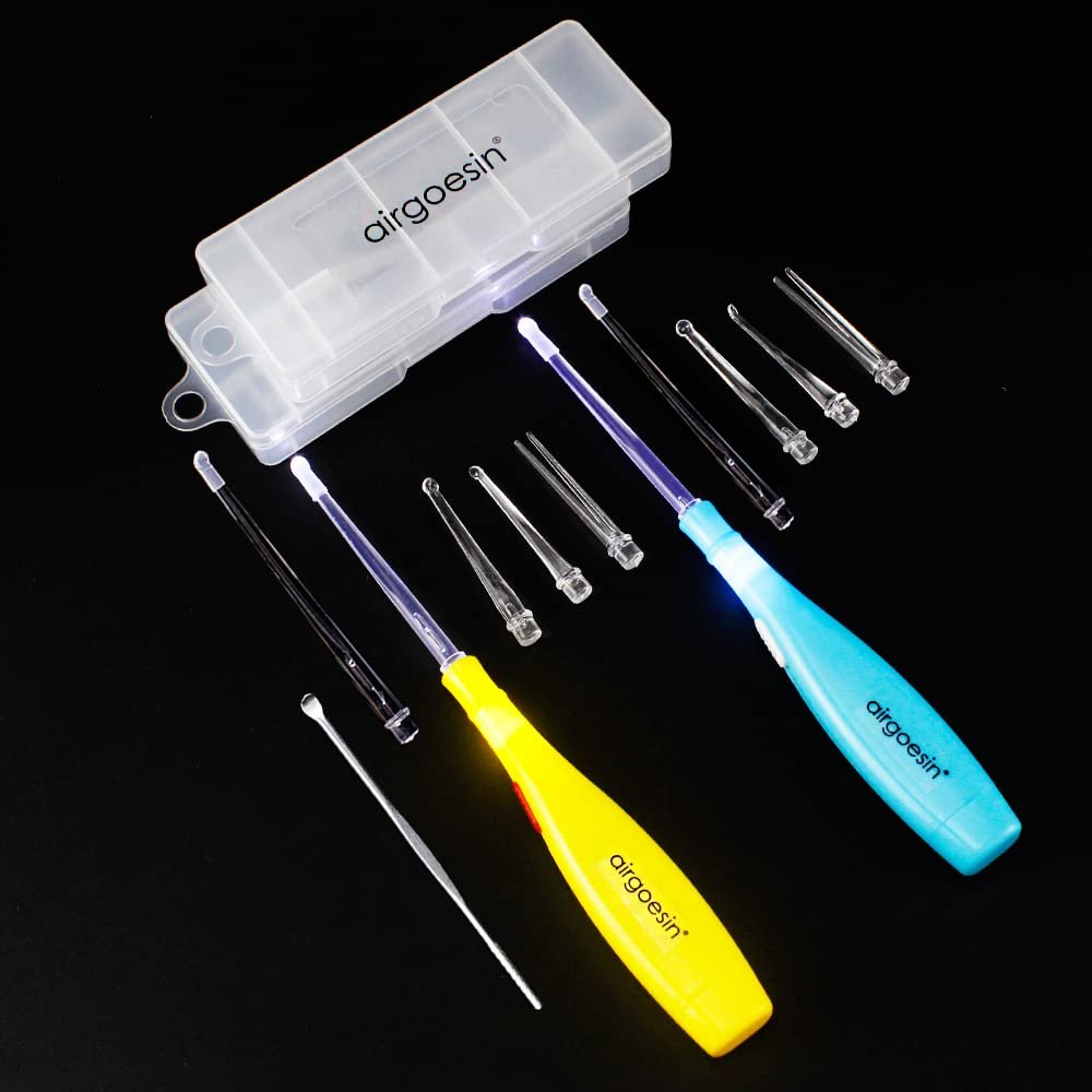 Airgoesin 2 Sets 6.75" Flashlight Tonsil Stone Remover Extract Throat Stones Tool for Tonsilloliths Pick Treatment Deluxe Kit Oral Cleaner