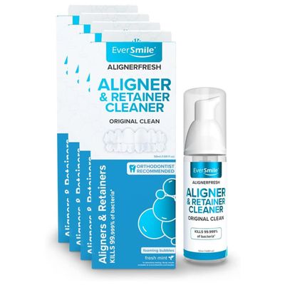 EverSmile AlignerFresh Original Clean Foam  Cleaner Compatible w/Invisalign and All Clear Aligners & Retainers  Eliminates Bacteria, Whitens Teeth, Fights Bad Breath  50ml (4 Pack)