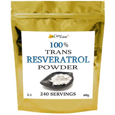 100% Pure Trans Resveratrol Powder 240 Servings 2.1 oz (60 Grams) 250mg Per Servings