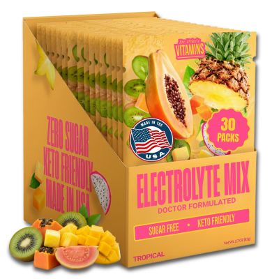 Dr. Prices Electrolytes Hydration Powder Packets  Tropical, 30 Packs | Sugar Free Electrolyte Drink Mix, 72+ Trace Minerals, Manganese | Keto Electrolytes, Vegan, Doctor-Formulated, Made in USA