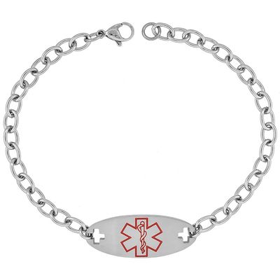 Surgical Steel Medical Alert Bracelet for PENICILLIN Allergy ID 9/16 inch Wide, 9 inch Long