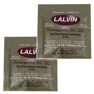2x Lalvin RC 212 Yeast Red Wine 5g Homebrew Wine Making 4.5L-23L Pinot Noir