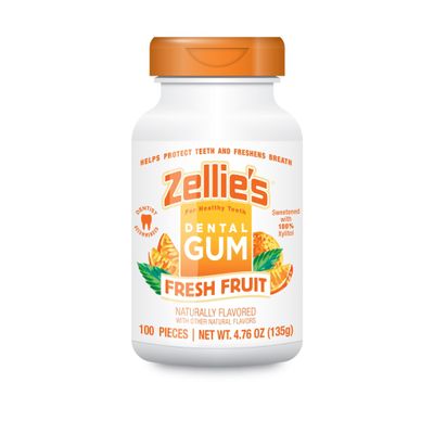 Zellie's | 100% Xylitol Fresh Fruit Chewing Gum | No Aspartame, Gluten Free, Vegan & Kosher (100 Count - Pack of 1)