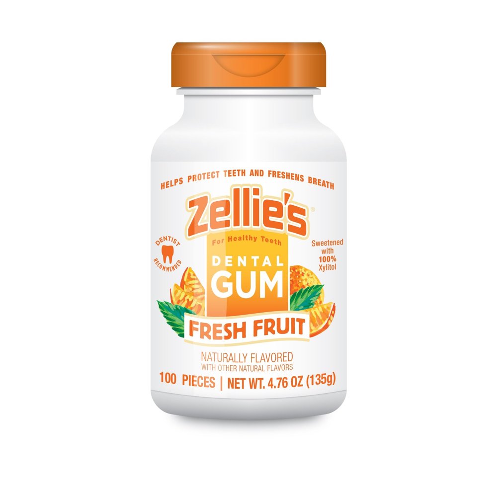 Zellie's | 100% Xylitol Fresh Fruit Chewing Gum | No Aspartame, Gluten Free, Vegan & Kosher (100 Count - Pack of 1)