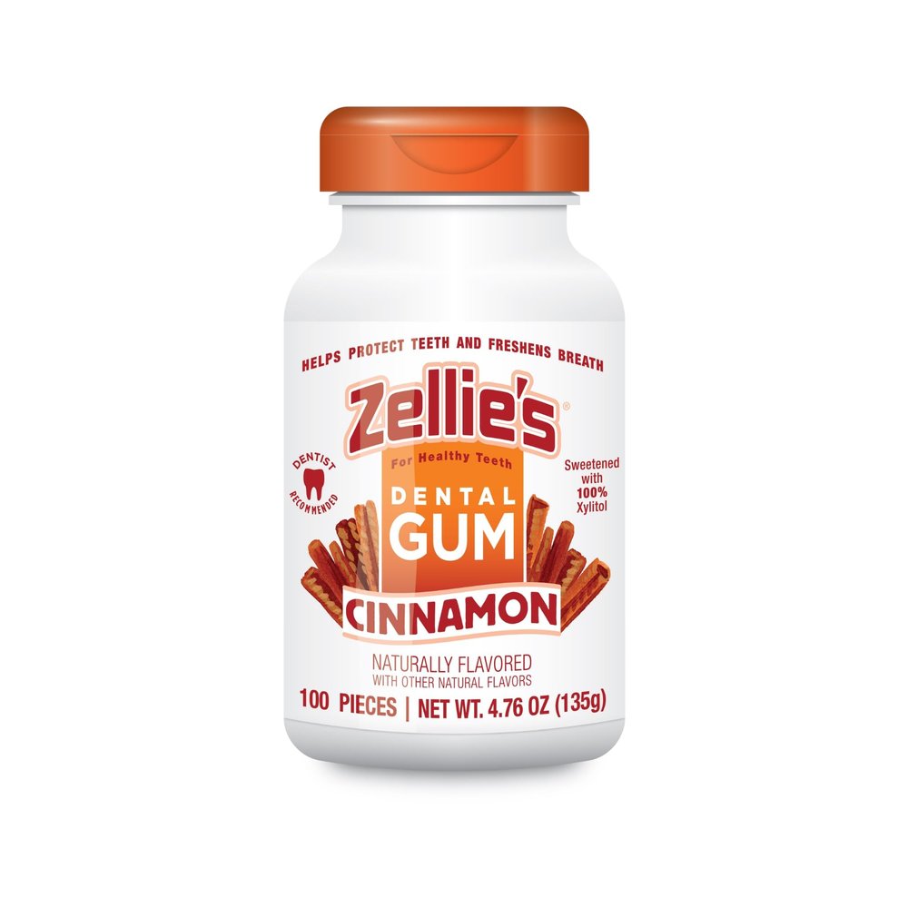 Zellie's | 100% Xylitol Cinnamon Chewing Gum | No Aspartame, Gluten Free, Vegan & Kosher (100 Count - Pack of 1)