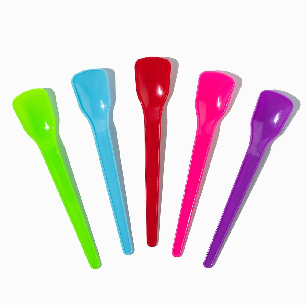 1000-Count Plastic Shovel Ice Cream Spoons Mixed Colors | Slim Spadey Mini Spoons for Desserts, Treats | Frozen Dessert Supplies