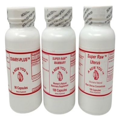SOR, Inc. Ovary, Uterus and Mammary Bovine Glandular Capsules Feminizing Three Pack for Crossdressing and Trans-Women