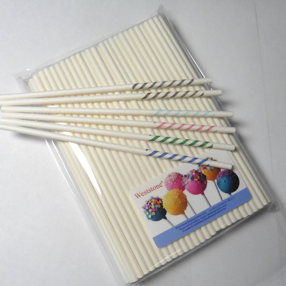 2000pcs 6" X 5/32" + 30pcs colorful stripy Lollipop Sticks for Cake Pops Lollipop Candy