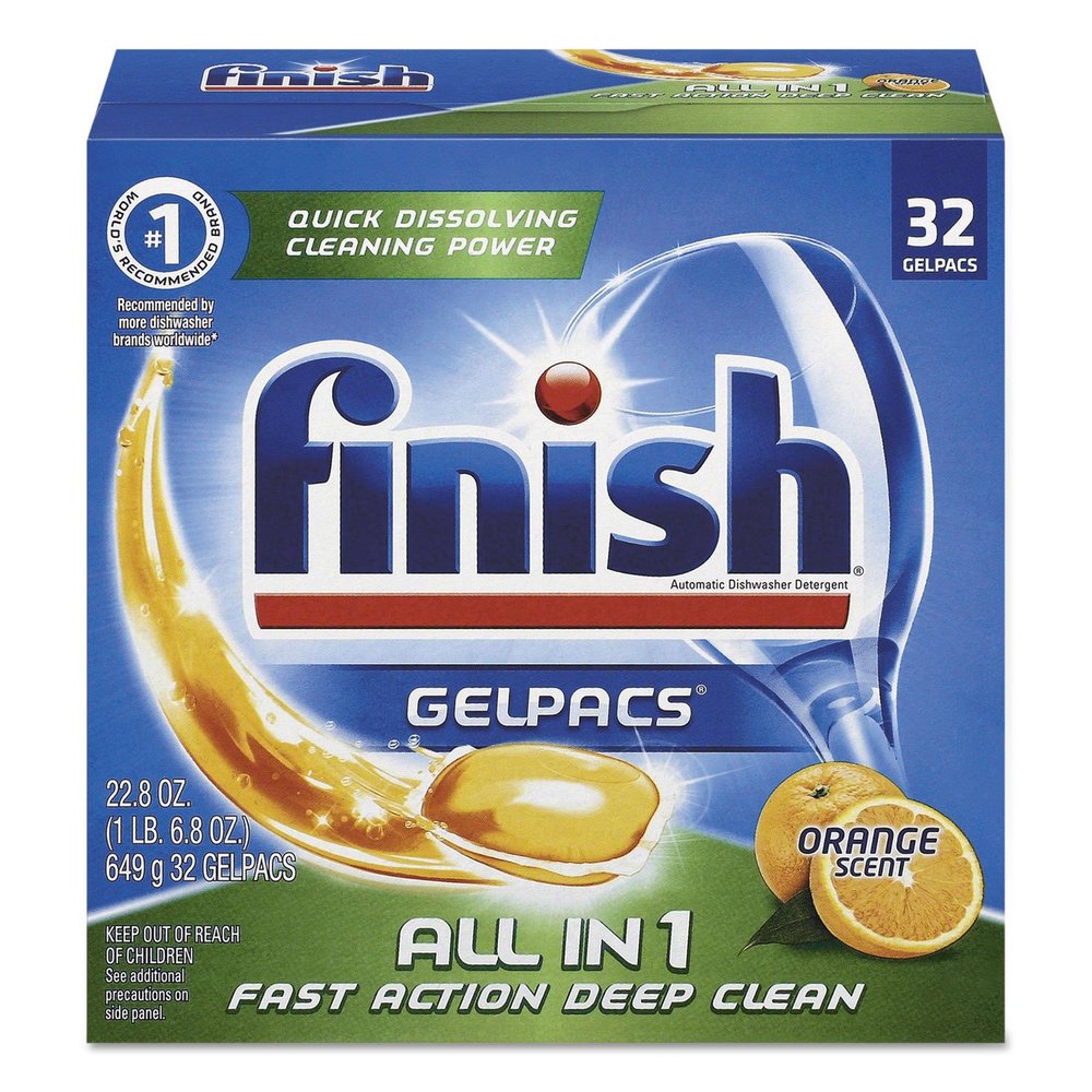 ** Dish Detergent Gel Packs, Orange, 32/Box **