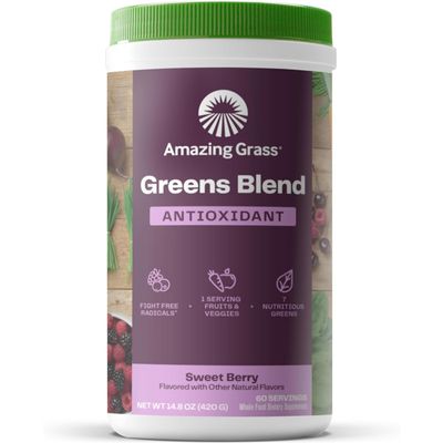 Amazing Grass Greens Superfood Antioxidant: Greens Powder with Organic Spirulina, Beet Root Powder, Elderberry & Probiotics, Sweet Berry, 60 Servings (Packaging May Vary)