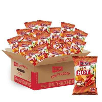 Herr's Red Hot Potato Chips, 1 Ounce (Pack of 42 Bags)  Crispy and Fiery Potato Chips  Perfect for Snack Lovers Who Like It Hot