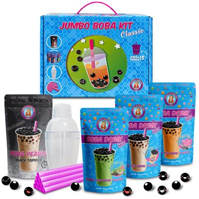 The NEW JUMBO D.I.Y. Boba/Bubbles Party Kit ~ CLASSIC FLAVORS ~ Traditional Milk Tea, Thai Tea, Matcha Green Latte by: Buddha Bubbles Boba