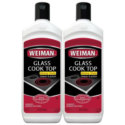 Weiman Glass Cooktop Heavy Duty Cleaner & Polish - Shines and Protects Glass/Ceramic Smooth Top Ranges with its Gentle Formula - 15 Oz., Pack of 2