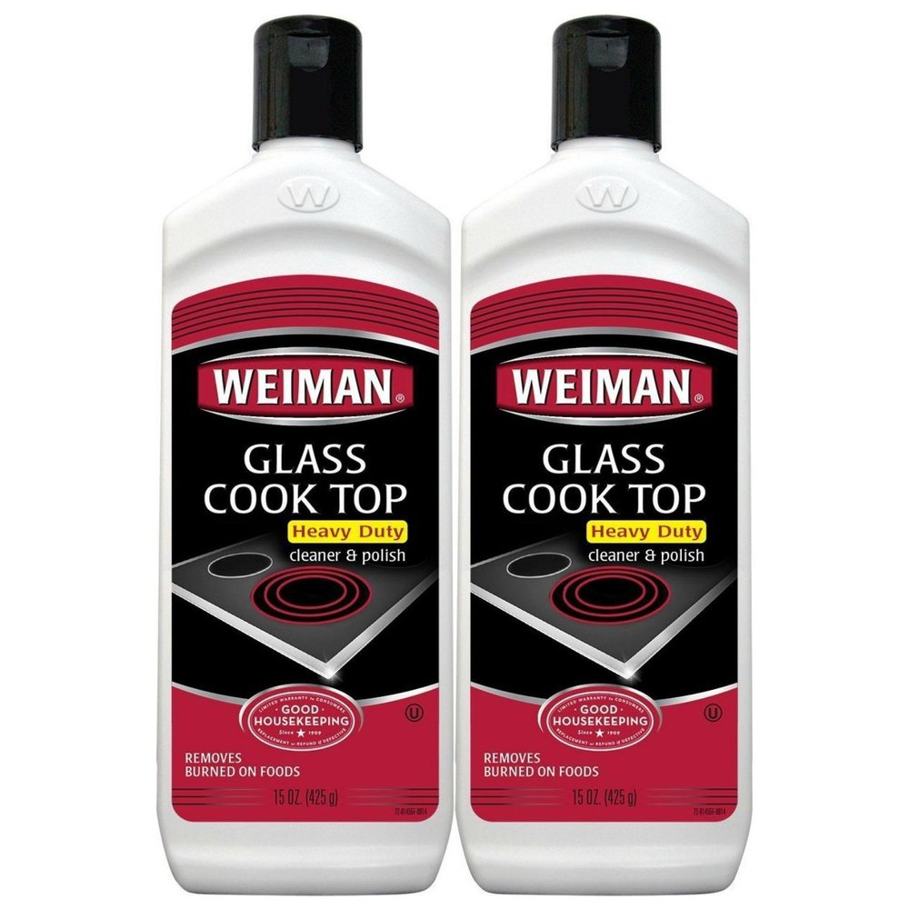 Weiman Glass Cooktop Heavy Duty Cleaner & Polish - Shines and Protects Glass/Ceramic Smooth Top Ranges with its Gentle Formula - 15 Oz., Pack of 2