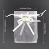 SumDirect Rose Organza Gift Bags - 50Pcs 4x5 inch White Wedding Favor Gift Bags, Jewelry Pouches with Drawstring for Party Wedding Christmas Valentine view 2
