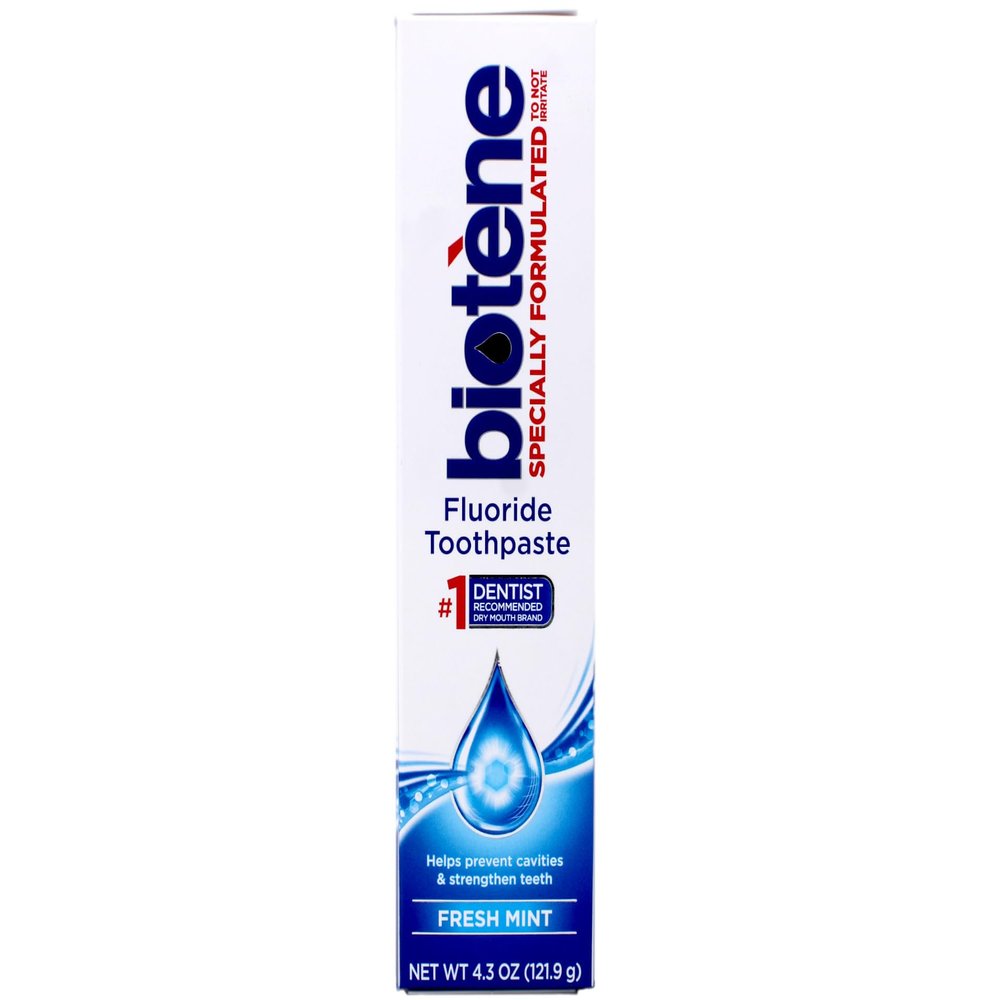 Biotene Fluoride Toothpaste for Dry Mouth Symptoms, Bad Breath Treatment and Cavity Prevention, Fresh Mint - 4.3 oz