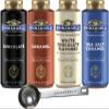 Ghirardelli Chocolate, Caramel, White Chocolate and Sea Salt Caramel Flavored Sauce 16 oz Bottles (Pack of 4) with Ghirardelli Stamped Barista Spoon view 1
