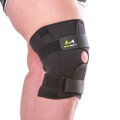 BraceAbility XXXXXL Plus Size Knee Brace - Bariatric Hinged Wraparound Support for Large Legs and Big Thighs, Meniscus Tears, Arthritis Joint Pain, Tendonitis, Ligament Injuries and Sprains (5XL)