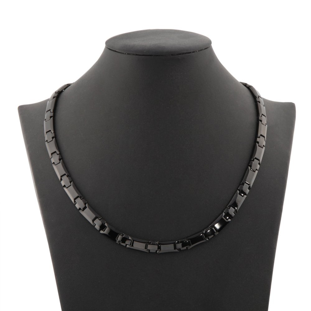 38 Titanium Magnetic Field for Pain Cross Necklace for Men Large Width Germanium Field Therapy Couples Husband Christmas Gifts(19.17(in), Black)