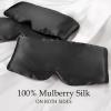 Zenssia 100% Mulberry Silk Sleep Mask Eye Mask for Man and Woman with Adjustable Headband, Full Size Large Sleep Mask & Blindfold for Total Blackout for All Night Sleep, Travel & Nap- Black view 2