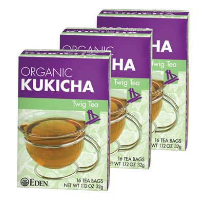 Eden Kukicha Organic Roasted Twig Tea, George Ohsawa Macrobiotic, Low Caffeine, 16 Unbleached Manila Tea Bags/Box