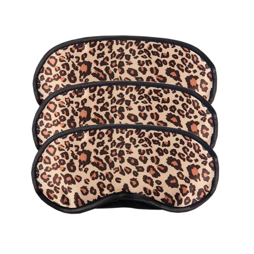 3 Pack Sleep Mask, Leopard Eye Masks Shade Cover for Sleeping, Shift Work, Naps, Travel Pouch Night Blindfold Airplane Relaxing Eyeshade Cover with Nose Pad for Men Women