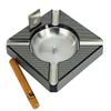 DecoreBay Carbon Fiber Patterned Wooden Cigar Ashtray with 4-Cigar Rests Best Man Gift (Grey) view 1