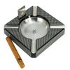 DecoreBay Carbon Fiber Patterned Wooden Cigar Ashtray with 4-Cigar Rests Best Man Gift (Grey) view 2