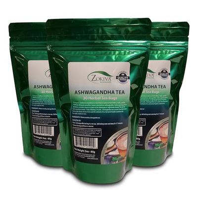 Ashwagandha Tea Organic 3-Pack (90 Bags) Premium Quality 100% Pure Root -Withania Somnifera