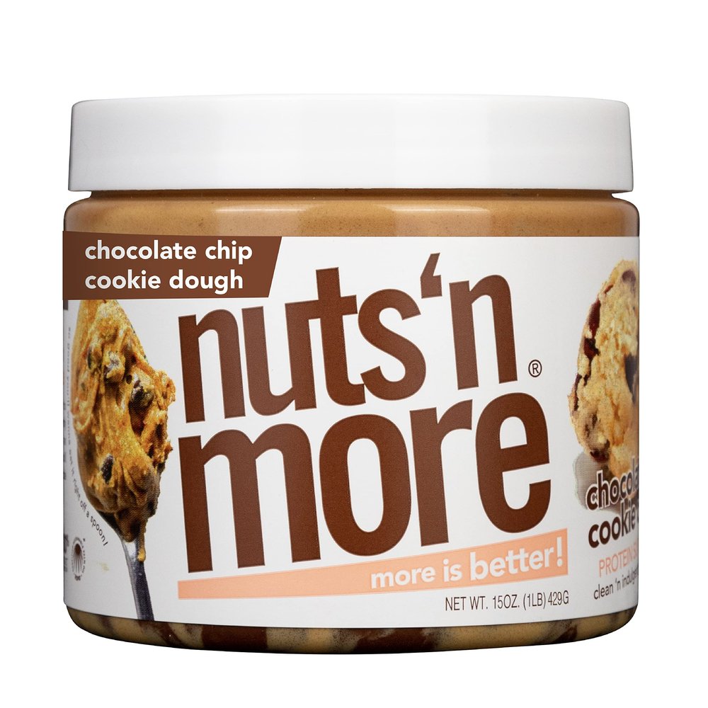 Nuts N More Chocolate Chip Cookie Dough Peanut Butter Spread - High Protein, Low Carb, Low Sugar, Gluten Free, Non-GMO, All-Natural Nut Butter Snack (15oz Jar)